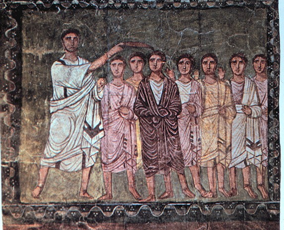 Dura-Europas, Saul annoints David wearing togas
