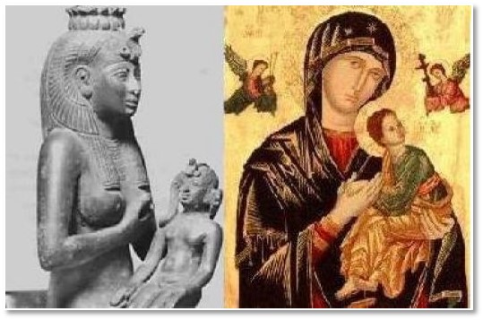 Isis and Horus contrasted with Jesus and Mary